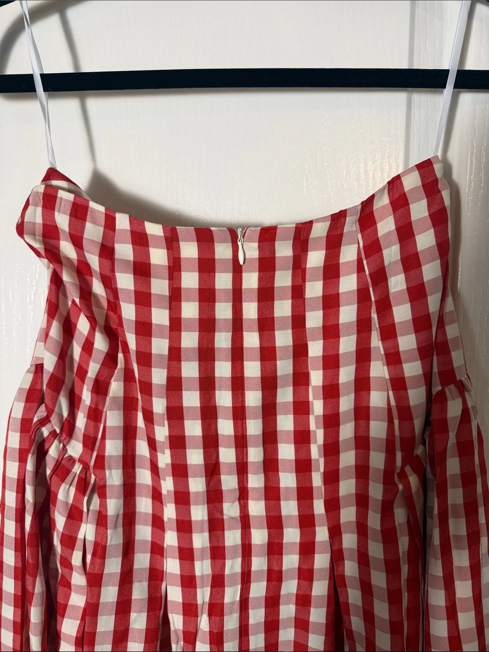 COMMENSE Red Gingham High-Waisted Pleated Midi Skirt - Picture 6 of 6